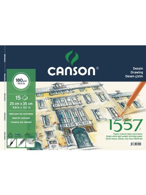 Canson 1557 Dessin Resim ve Çizim Defteri 180 Gr. 25X35 Cm. 15 Sayfa