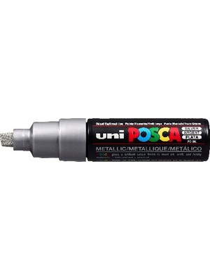 Uni Posca Pc-8k Boyama Markörü 8 mm Kesik Uç Metalik Gümüş