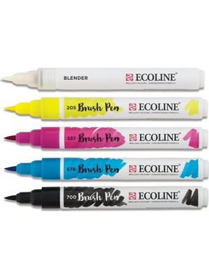 Talens Ecoline Brush Pen Fırça Uçlu Kalem 5 Renk Set Prımary