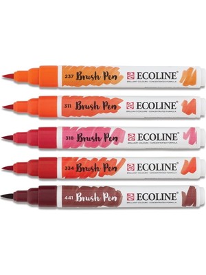 Talens Ecoline Brush Pen Fırça Uçlu Kalem 5 Renk Set Red