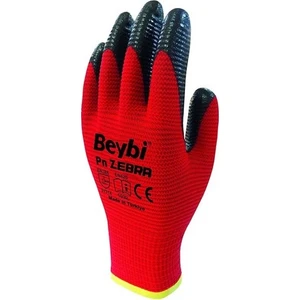 Zebra Nitril Kaplama Örme Eldiven Kırmızı 10 Çift