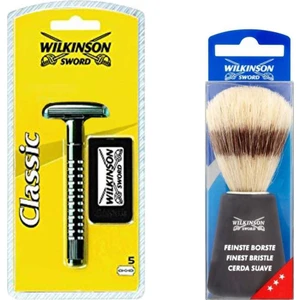 Wilkinson Sword Klasik Tıraş Bıçağı Makinesi, 5 Yedek Bıçak ve Tıraş Fırçası