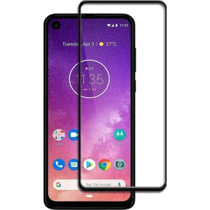 Microtase Motorola Moto One Vision Tam Kaplayan Çerçeveli Tempered Ekran Koruyucu - Siyah