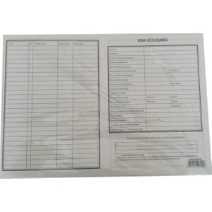 Kira Sözleşmesi Kontratı 28x40 cm 100 Adet Yüksek Kalite Kırtasiye Ürünü