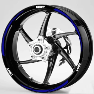 Beyaz Drift Yazılı 3 Parçalı Reflektif Mavi Jant Şeridi