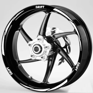 Beyaz Drift Yazılı 3 Parçalı Reflektif Beyaz Jant Şeridi