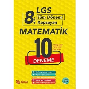 4 Adım Yayınları 4 Adım 8. Sınıf LGS Matematik 10 Deneme