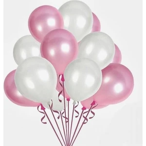 Balon Evi Pembe Beyaz Sedefli Metalik Balon 12 İnç Kaliteli Helyumla Uçan 10 Adet