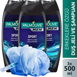 Men Sport Erkek Duş Jeli 500 ml x 3 Adet + Duş Lifi