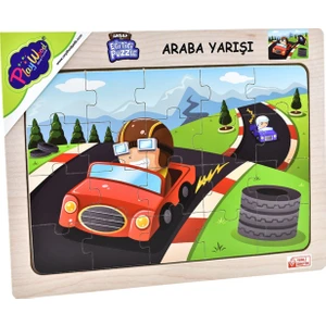 Ahşap Eğitici Puzzle Araba Yarışı