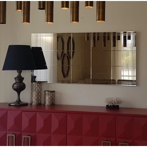 Neostill-Bronz Ayna Dekoratif Desenli Duvar Salon Konsol A308-Y