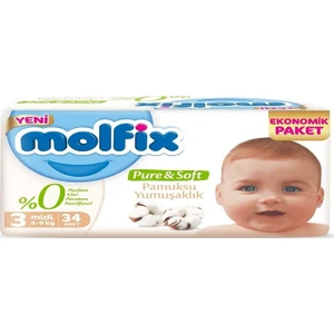 Pure&soft Bebek Bezi Ekonomik Pk 3 Beden Midi 34 Adet