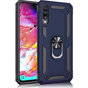 DVR Samsung Galaxy A50 Kılıf Crash Vega Yüzüklü Standlı Silikon Lacivert