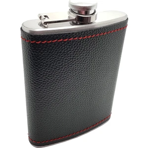 Güneş Çelik Üzeri Siyah Deri Kaplı 8 oz 240 ml İçki Matarası py96sy