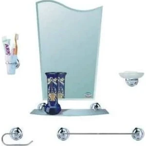 Krom Banyo Ayna Seti Bayrak Modeli + Bornozluk