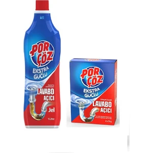 Lavabo Açıcı Jel 1 Lt. / Porçöz Extra Güçlü Lavabo Açıcı 2X75 Gr. Set