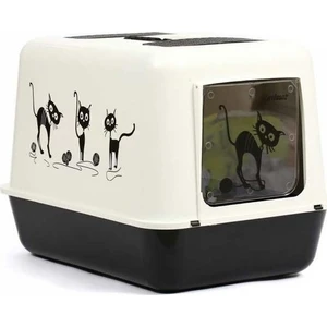 ego home Hediyeli Kapalı Kedi Tuvalet Kabı 54,5 x 39,5 x 39 cm Kırılmaz Flip Kapak Kürek Hediyeli