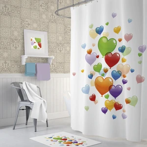 Tropik Heart Balloons Banyo Duş Perdesi Tek Kanat 1 x 180 x 200 cm