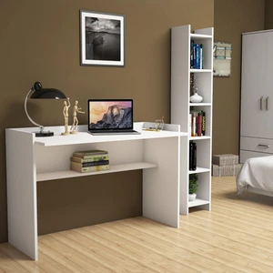 Gülbahar Beyaz Çalışma Masası Kitaplıklı 118 cm T6040