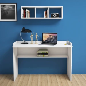 Firuze Beyaz Çalışma Masası Raflı 118 cm V6040