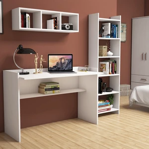 Hürrem Beyaz Çalışma Masası Kitaplık Raflı 118 cm U7040
