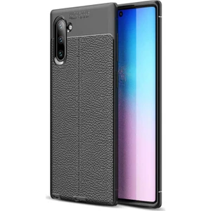 Case 4U Note 10 Kılıf Rugan Armor Deri Görünümlü Yüksek Kalite Silikon Niss Siyah