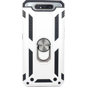 Case 4U Samsung Galaxy A80 Kılıf Çift Katmanlı Yüzüklü Manyetik Vega Kapak Gümüş