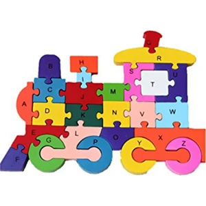 Ahşap Tren Figürlü Puzzle Yapboz