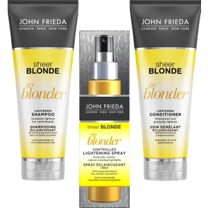 John Frieda Sarı Saçlar İçin Renk Açıcı Sprey + Şampuan + Bakım Kremi 3'Lü Avantaj Seti