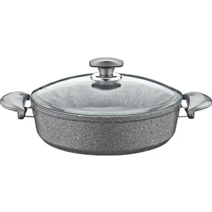 Oms Granit 32X8 cm Pilav Tencere Cam Kapaklı 3310