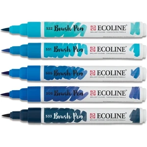 Ecoline Brush Pen Fırça Uçlu Kalem 5 Renk Set Blue