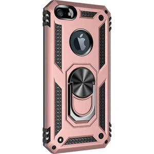 Apple iPhone SE Kılıf Military Ring Holder Rose Gold