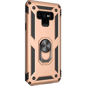 Samsung Galaxy Note 9 Kılıf Çift Katmanlı Tank Yüzüklü Mıknatıslı Vega Kapak Gold