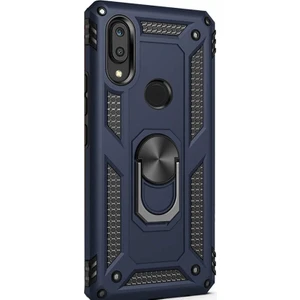 Xiaomi Redmi Note 7 Kılıf Çift Katmanlı Tank Yüzüklü Mıknatıslı Vega Kapak Lacivert