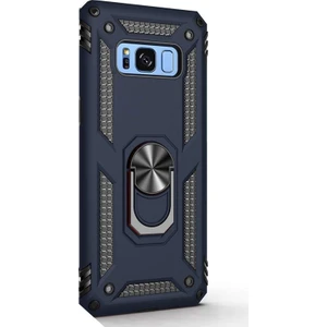 Samsung Galaxy Note 8 Kılıf Çift Katmanlı Tank Yüzüklü Mıknatıslı Vega Kapak Lacivert