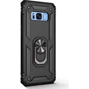 Samsung Galaxy Note 8 Kılıf Çift Katmanlı Tank Yüzüklü Mıknatıslı Vega Kapak Siyah