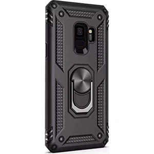 Case Street Samsung Galaxy S9 Plus Kılıf Vega Standlı Yüzüklü Mıknatıslı Siyah