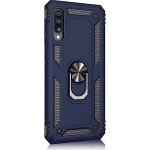 Samsung Galaxy A70 Kılıf Çift Katmanlı Tank Yüzüklü Mıknatıslı Vega Kapak Lacivert