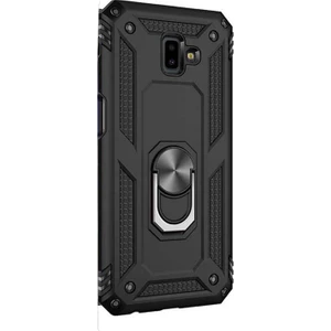 Samsung Galaxy J6 Plus Kılıf Çift Katmanlı Tank Yüzüklü Mıknatıslı Vega Kapak Siyah