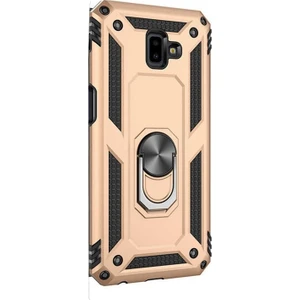 Samsung Galaxy J6 Plus Kılıf Vega Yüzüklü Mıknatıslı + Nano Glass Gold