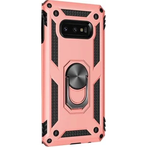 Samsung Galaxy S10e Kılıf Çift Katmanlı Tank Yüzüklü Mıknatıslı Vega Kapak Bronz