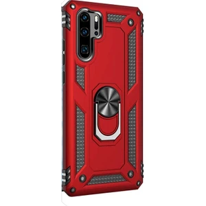 Huawei P30 Pro Kılıf Çift Katmanlı Tank Yüzüklü Mıknatıslı Vega Kapak Kırmızı