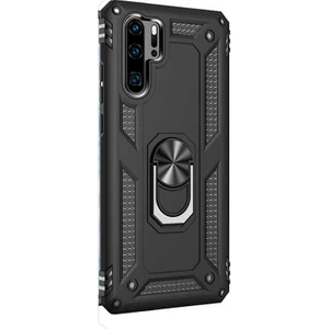 Huawei P30 Pro Kılıf Çift Katmanlı Tank Yüzüklü Mıknatıslı Vega Kapak Siyah