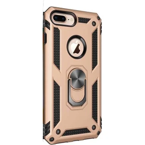 Apple iPhone 7 Plus Kılıf Çift Katmanlı Tank Yüzüklü Mıknatıslı Vega Kapak Gold