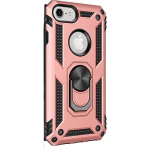 Apple iPhone 8 Kılıf Çift Katmanlı Tank Yüzüklü Mıknatıslı Vega Kapak Bronz