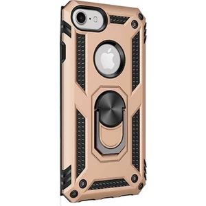 Apple iPhone 8 Kılıf Çift Katmanlı Tank Yüzüklü Mıknatıslı Vega Kapak Gold