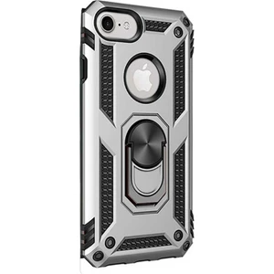 Apple iPhone 8 Kılıf Çift Katmanlı Tank Yüzüklü Mıknatıslı Vega Kapak Gümüş