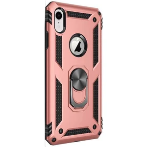 Apple iPhone XR Kılıf Çift Katmanlı Tank Yüzüklü Mıknatıslı Vega Kapak Bronz