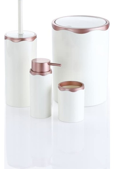 Azra Akrilik Banyo Takımı 2'li Mutfak Sıvı Sabunluk Beyaz Rose Gold