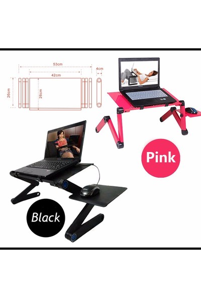 TriLine Fonksiyonel Portatif Katlanabilir Laptop Sehpası - Siyah